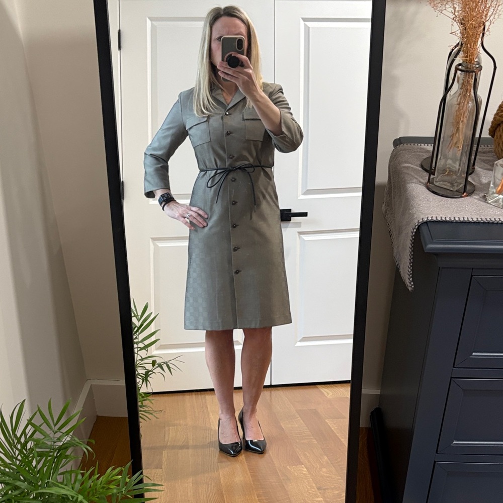 Kasper Gray Long Sleeve Dress with Belt